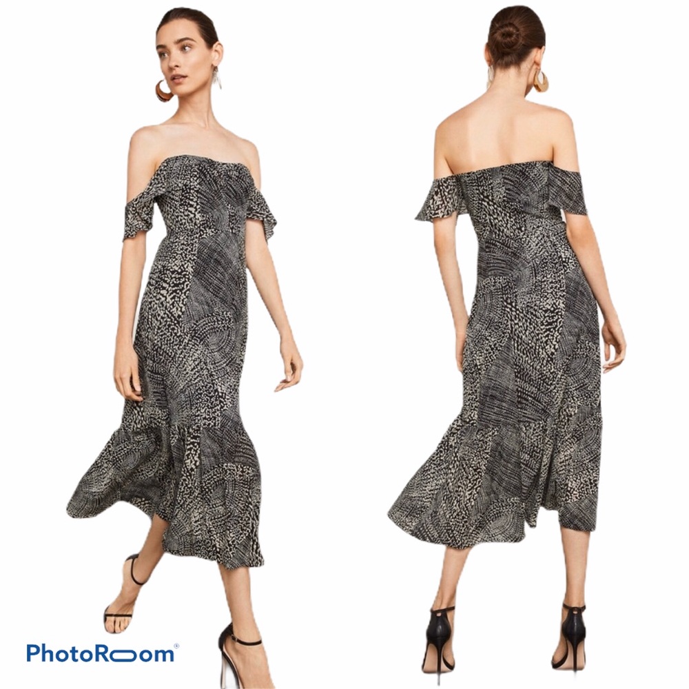 BCBG Sahara Off-The-Shoulder Midi Dress Size 0